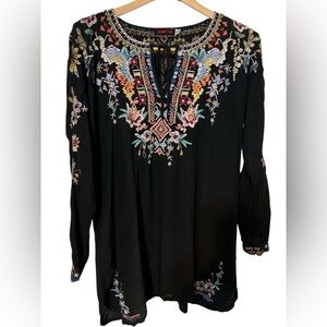 Johnny Was Black Embroidered Tunic
